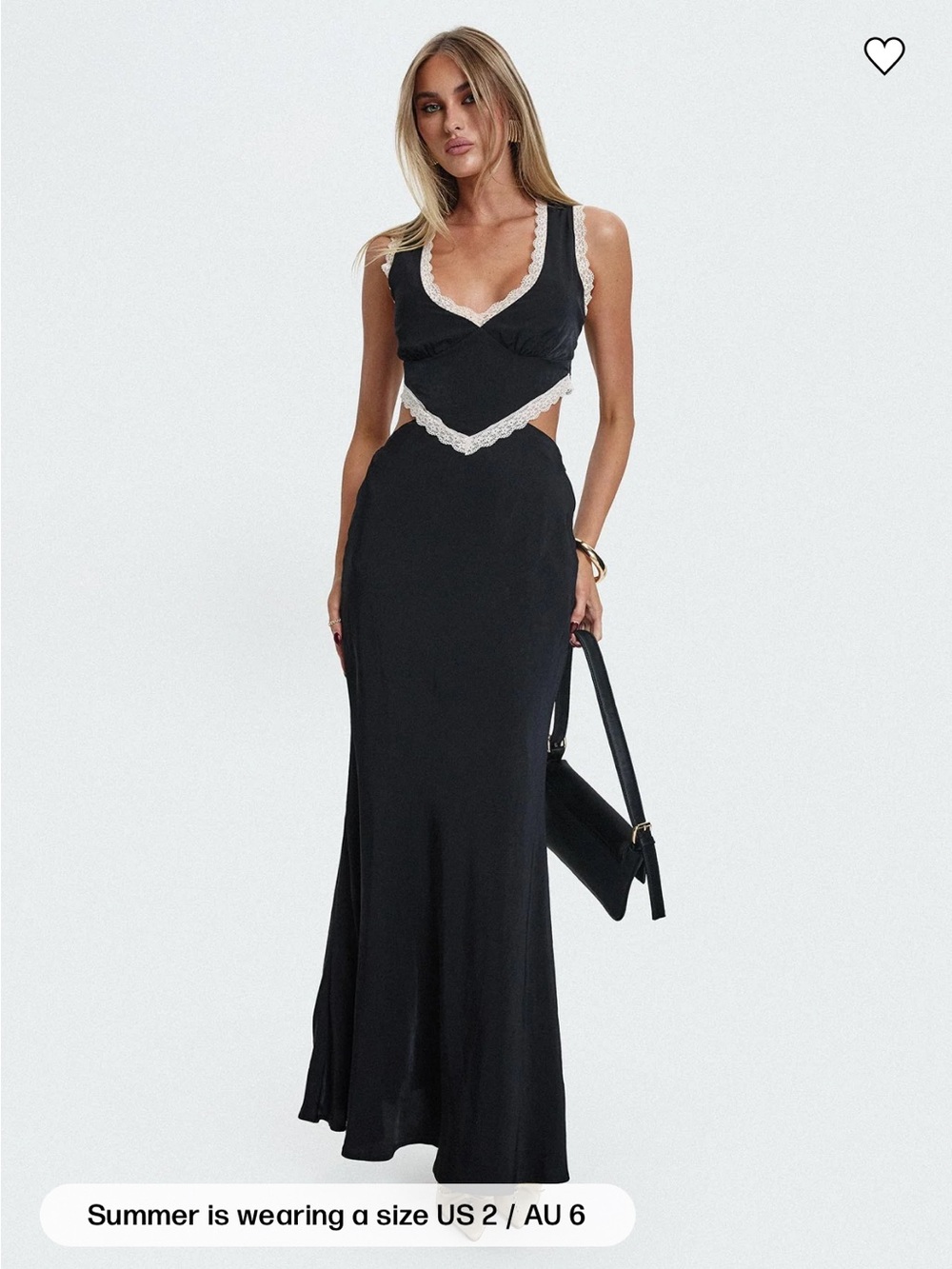 Princess Polly Black Maxi Dress with Cream Lace Trim